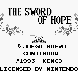 Sword of Hope title screen for GameBoy